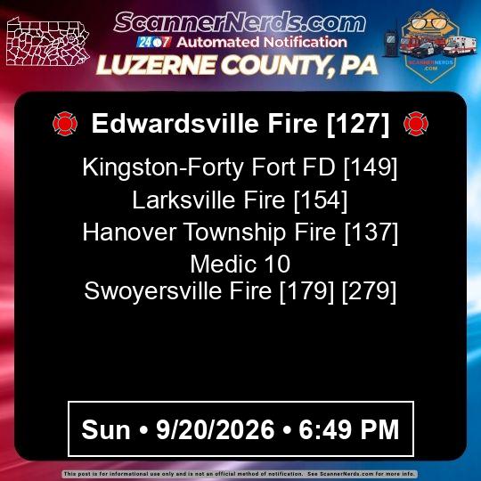 🚒 Edwardsville Fire [127] 📅 09/20/2026 ⏰ 18:49 🚨 – ScannerNerds.com